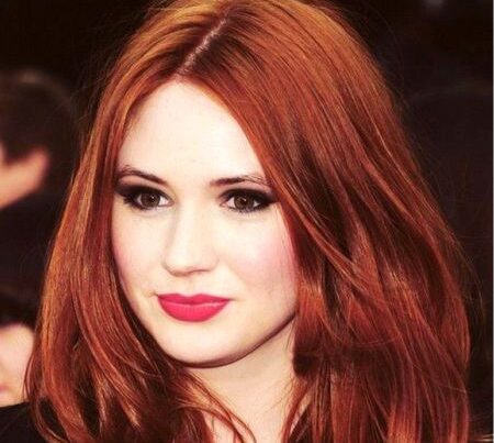 A red colour hair and white screen girl