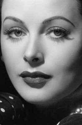 Here's an alt tag for the image: Black and white portrait of Hedy Lamarr.